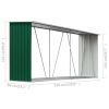 vidaXL Garden Log Storage Shed Galvanized Steel 129.9"x33.1"x59.8" Green