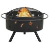 vidaXL Fire Pit with Poker 29.9" XXL Steel