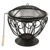 vidaXL 2-in-1 Fire Pit and BBQ with Poker 23.2"x23.2"x23.6" Stainless Steel