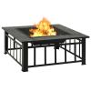 vidaXL Garden Fire Pit with Poker 31.9"x31.9"x18.5" XXL Steel