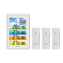 WIRELESS COLOR WEATHER STATION WITH 3 REMOTE SENSORS (Color: White)