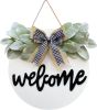 Welcome Wreath Sign for Front Door Porch Decor Farmhouse Front Door Wreath Rustic Style - Round Hanging Spring Summer Christmas Decoration for Home In