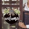 Welcome Wreath Sign for Front Door Porch Decor Farmhouse Front Door Wreath Rustic Style - Round Hanging Spring Summer Christmas Decoration for Home In