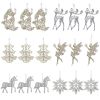 18/24 PCS Large Christmas Ornaments Set Hanging Christmas Tree Decorations;  SnowFlakes Deers Angels Decorative Pendant 2022 Holiday Shatterproof Acry