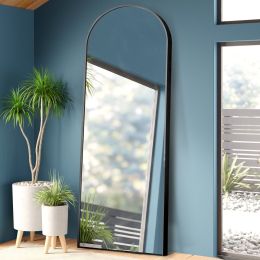 Modern Arch-top Full Length Mirror (Color: Black, Material: metal)