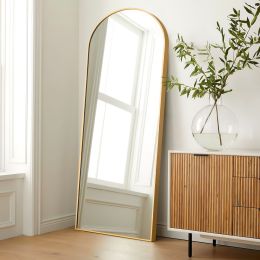 Modern Arch-top Full Length Mirror (Color: Gold, Material: metal)