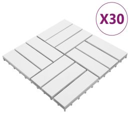 vidaXL Decking Tiles 30 pcs White 11.8"x11.8" Solid Wood Acacia (Color: White)