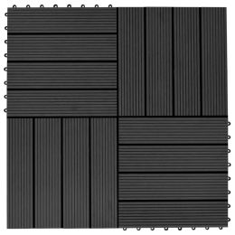 vidaXL 11 pcs Decking Tiles WPC 11.8"x11.8" 1 sqm Black (Color: Black)