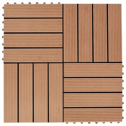 vidaXL 11 pcs Decking Tiles WPC 11.8"x11.8" 1 sqm Teak Color (Color: Brown)