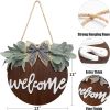 Welcome Wreath Sign for Front Door Porch Decor Farmhouse Front Door Wreath Rustic Style - Round Hanging Spring Summer Christmas Decoration for Home In