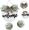 Welcome Wreath Sign for Front Door Porch Decor Farmhouse Front Door Wreath Rustic Style - Round Hanging Spring Summer Christmas Decoration for Home In