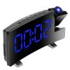 Projection Alarm Clock with Radio Function 7.7In Curved-Screen LED Digital Alarm Clock w/ Dual Alarms 4 Dimmer 12/24 Hour