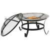 vidaXL 2-in-1 Fire Pit and BBQ with Poker 22"x22"x19.3" Stainless Steel