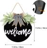 Welcome Wreath Sign for Front Door Porch Decor Farmhouse Front Door Wreath Rustic Style - Round Hanging Spring Summer Christmas Decoration for Home In