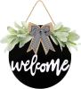 Welcome Wreath Sign for Front Door Porch Decor Farmhouse Front Door Wreath Rustic Style - Round Hanging Spring Summer Christmas Decoration for Home In