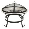 vidaXL 2-in-1 Fire Pit and BBQ with Poker 22"x22"x19.3" Stainless Steel